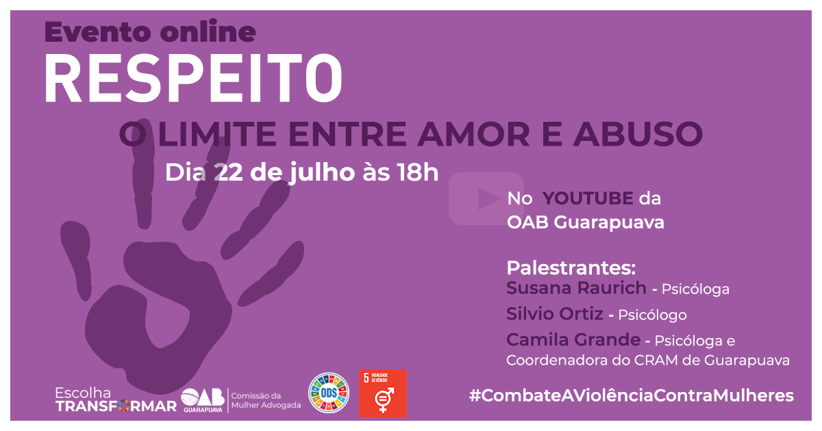 No Dia de Combate ao Feminicídio, Subseção promoverá live sobre respeito